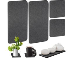 Waterabsorberende stenen voor gootsteen - 4 stuks - Kiezelstenen onderzetters - Zeepschaal voor handzeep - Sponzen en borstels