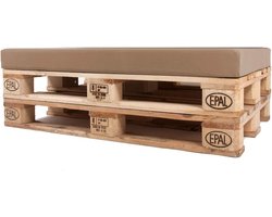 Waterafstotend palletkussen 80 x 60 x 10 cm - afneembare overtrek, 100% acryl, bruin