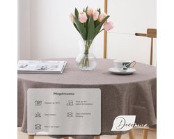 Waterafstotend Tafelkleed Linnenlook - Vlekbescherming en Wasbaar - Tafelkleed voor Buiten en Eettafel - Bruin Taupe - 140 cm Rond