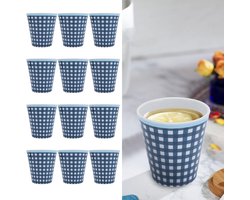 Waterbeker Set van 12, Blauw Patroon Melamine Mokken voor Koffie en Thee, Duurzaam en Makkelijk Schoon te Maken - Geschikt voor Thuis en Kantoor.