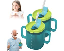 Waterbeker voor Senioren 300 ml - Lekvrije Drinkbeker met 2 Handvaten - Duurzame Senioren Glazen - Gemakkelijk Drinken voor Ouderen
