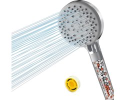 Waterbesparende douchekop - 5 straalsoorten - energiebesparend - regendouche - drukverhogend - met filter - 3-laagse filtratie - extra stenen - 175 GPM/min.