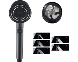 Waterbesparende douchekop - Handdouche -  Regendouche - Met ECO STOP knop - 5 Standen - ABS - zwart