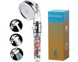 Waterbesparende Hogedrukdouchekop met 3 Sproei-instellingen en Eco-Stop