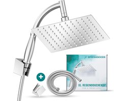 Waterbesparende Regendouchekop XL - Met Slang en Houder - Vierkant - ø 28 cm - Handdouche - Hoge Druk