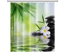 Waterdicht Douchegordijn 152x183cm met Groene Bamboe en Bloesem Design voor Badkamer