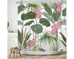 Waterdicht Douchegordijn 180 x 200 cm met Botanisch Patroon – Wasbaar en Eenvoudig te Installeren
