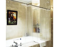 Waterdicht Douchegordijn 240 x 200 cm - 100% EVA - Schimmelbestendig - 3D-Effect - Doorzichtig - Inclusief 12 Ringen