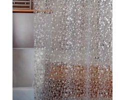 Waterdicht Douchegordijn - 8G EVA Dik Materiaal met 12 Haken - 3D Kiezel Steen Patroon voor Douche en Bad - Voor Gezinnen - Douchegordijn - Transparant - 180 x 180 cm - 1 Stuk