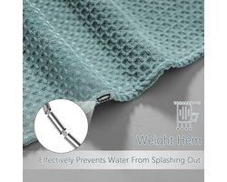 Waterdicht douchegordijn blauw grijs 183 x 244 cm - extra lang met wafelstructuur