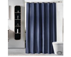 Waterdicht Douchegordijn - Met 12 Ringen - Polyester - 180 x 200 cm - Blauw