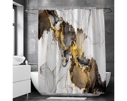 Waterdicht douchegordijn met abstract marmeren patroon - Luxe Uitstraling, Uitstekende Waterbestendigheid - Hoogwaardig, Extra Dik, Gemakkelijk te Installeren-zwart/wit