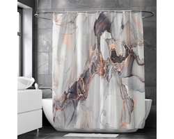 Waterdicht douchegordijn met Abstracte Marmer Geometrische Patroon - Luxe Uitstraling, Uitstekende Waterbestendigheid - Hoogwaardig, Extra Dik, Gemakkelijk te Installeren-grijs