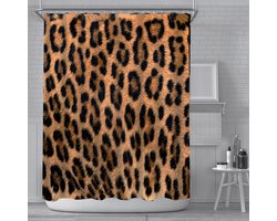 Waterdicht douchegordijn met luipaardprint - - Luxe Uitstraling, Uitstekende Waterbestendigheid - Hoogwaardig, Extra Dik, Gemakkelijk te Installeren 180*200CM-zwart/goud