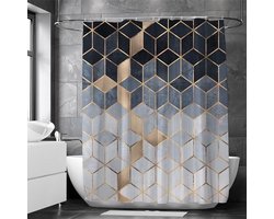 Waterdicht douchegordijn met marmerpatroon - Luxe uitstraling, Uitstekende waterbestendigheid, Eenvoudig te installeren 180*200CM-grijs