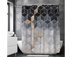 Waterdicht douchegordijn met marmerpatroon - Luxe uitstraling, Uitstekende waterbestendigheid, Eenvoudig te installeren 180*200CM-grijs