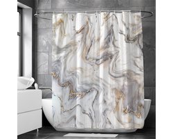 Waterdicht douchegordijn met marmerpatroon - Luxe Uitstraling, Uitstekende Waterbestendigheid - Hoogwaardig, Extra Dik, Gemakkelijk te Installeren-Beige