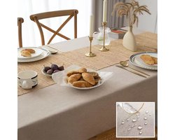 Waterdicht linnen effen kleur tafelkleed - Beige - Afwasbaar-140*200cm