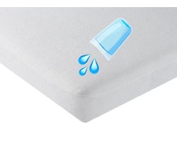 Waterdicht Matras Topperbeschermer-Hoeslaken-Molton-flanel-100% katoen -Antibacteriëel-Rondom Elastiek-Wit-2Persoons-140x220-Hoekhoogte tot 15cm