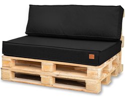 Waterdicht Palletkussen Set voor Euro Pallet Tuinmeubelen - Zwart Zit- en Rugkussen