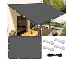 Waterdicht rechthoekig zonnezeil - 15 x 2 meter - schaduwnet - bevestigingskoord - zonwering - balkon terras tuin