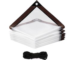 Waterdicht, transparant, met ogen, 2 x 2 m, waterdicht, met 5 m bindtouw, transparant, voor camping, balkon, planten, kas, tuin, meubels, stofdicht