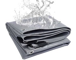 Waterdicht zeildoek voor buiten -Zwaar zeildoek -Beschermend zeildoek voor buiten -Kleine waterdichte hoes voor kamperen in de buitenlucht - 3*3m - Met versterkte ogen -Geschikt voor tuinen, paviljoens, campings, tuinhuisjes, zwembaden - Zilver