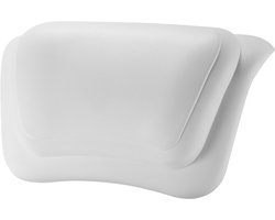 Waterdichte Badkussen - 3D Ergonomisch Hoofdkussen met 2 Antislip Zuignappen - Badaccessoires voor Thuis - Wit