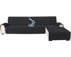 Waterdichte Bankhoes Hoekbank 3 Zits(L-Vorm 255cm), Omkeerbaar Rechter/Linker Universele Peninsula Sofa Cover L Shape, Sofa Cover Chaise Longue Antislip Krasbestendig, Zwart