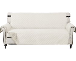 Waterdichte bankhoes met armleuningen, universeel waterdicht, antislip, vuilafstotend, verdikt, wasbaar bankhoes, geschikt voor huisdieren zoals katten en honden, tweezits,Gebroken wit