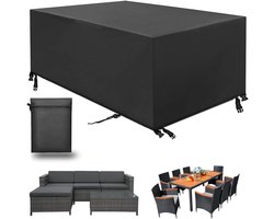 Waterdichte beschermhoes voor tuinmeubelen, winterbestendig en UV-bestendig, 600D Oxford stof, geschikt voor tuinset, tafel en stoelen (zwart, 213 x 132 x 72 cm)