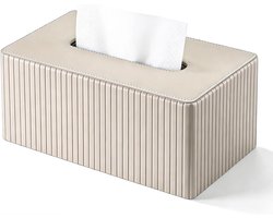 Waterdichte Cosmetische Handdoekdoos in Beige voor Badkamer, Woonkamer en Keuken - PU Leer Tissue Box voor Stijlvolle Decoratie en Functionaliteit