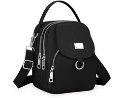 Waterdichte dames crossbody nylon messenger bag, eenvoudige werkportemonnee, handtas met meerdere vakken en opbergruimte voor één schouder, zwart