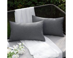 Waterdichte decoratieve buitenkussenhoezen 12 x 20 inch sierkussenhoezen voor meubels terras bank tuin grijs sofa bed linnen balkon buitenkussens 30 x 50 cm set van 2