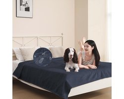 Waterdichte flanellen sprei voor meubels en bedden - 100% waterdicht, multifunctionele bescherming, marineblauw, 202 x 232 cm