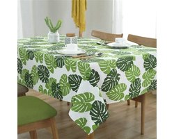 Waterdichte Hoekige Tafelkleed Groen Blad Motief - Afwasbaar en Duurzaam Textiel voor Binnen en Buiten