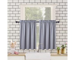 Waterdichte keukengordijnen - trendy en functioneel - 2 stuks - grijs - 60 cm