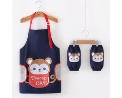 Waterdichte kinderschortmouwen en schorten, uniseks, afvegend, geschikt voor barbecues, bakken, kinderkunstlessen, enz. Aanbevolen voor kinderen van 95-115 cm lang. Stijl 4