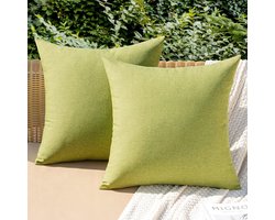 Waterdichte Kussenhoezen voor Buiten, Polyester Linnen Look, 40 x 40 cm, Matcha Groen, Tuinaccessoires, Decoratieve Kussens, Weerbestendig