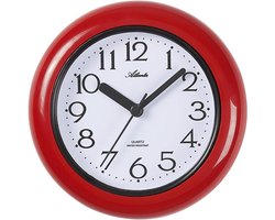 Waterdichte Kwarts Badkamerklok met Zuignap – Ophangen en Neerzetten – Rood