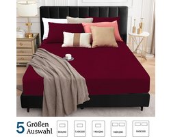 Waterdichte matrasbeschermer, 140 x 200 cm, hoeslaken, ademende matrashoes, waterdicht, matrasbescherming, hoeslakens, wijnrood