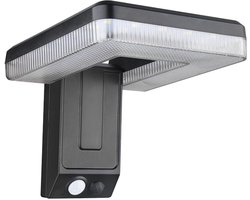 Waterdichte, op zonne-energie werkende buitenwandlamp met bewegingssensor | Beveiligingslamp met bewegingssensor | Opvouwbaar ontwerp, geschikt voor trappen, balkons en terrassen | Geen stroom nodig voor installatie | Weerbestendige zwarte LED-lamp