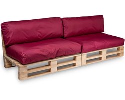 Waterdichte Pallet Kussenset Rood - Zit- en Rugkussen voor Buitenmeubels
