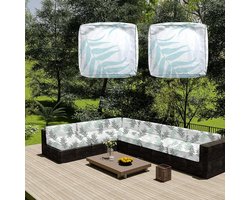 Waterdichte Patio Kussen Cover Vervanging Buitenkussen Slipcovers Voor L Sofa/Hoek Bank, Tuin Rotan Kussenhoezen Met Rits (2 pcs 55×50×10 cm,Grey leaf)