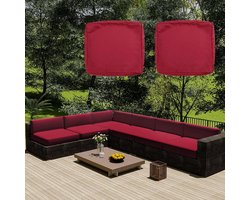 Waterdichte Patio Kussen Cover Vervanging Buitenkussen Slipcovers Voor L Sofa/Hoek Bank, Tuin Rotan Kussenhoezen Met Rits (2 pcs 65×33×10 cm,Rose red)