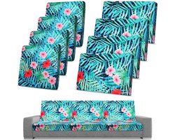 Waterdichte Patio Stretch Sofa Kussenhoezen – 8 Stuks Inclusief Rugleuningen en Kussens