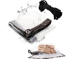 Waterdichte PE-tarp - 1 x 1,5 m - anti-veroudering - duurzaam - heldere afdekzeil met oogjes - regenbestendige transparante luifel voor tuin, balkon en meubels