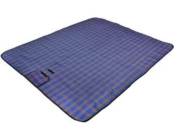 Waterdichte Picknick mat - Camping festival deken mat - Blauw /Paars Geruit  Afmeting:180 x 145 cm.