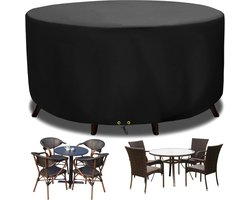 Waterdichte Ronde Tuinmeubelset Hoezen - 420D Oxford Stof - Outdoor Patio - Tafel Set Cover - Rond - Winddicht - Anti-UV - Grote Tuintafel Hoes - Ø 250 x 90 cm