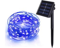 Waterdichte Solar LED Lichtsnoer Buiten - 200 Lampjes 22 Meter Blauw - 8 Modi Tuinverlichting op Zonne-energie